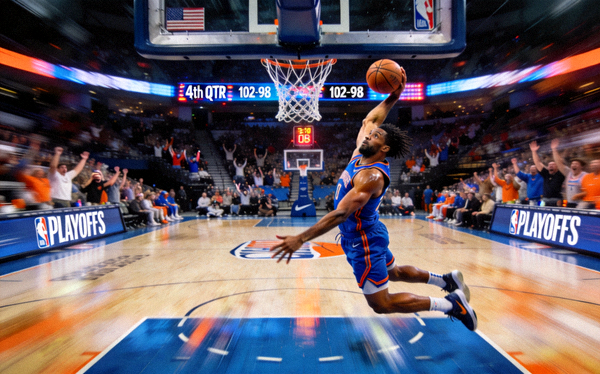 NBA季后赛篮球运动员扣篮瞬间